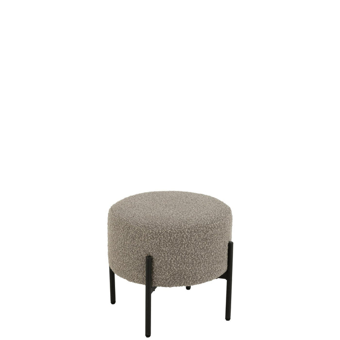 Krukje Bouclé Plywood/Polyester Grijs/Zwart-Krukken-J-Line