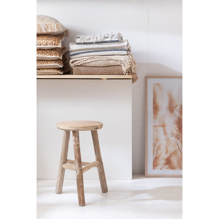 Krukje Naturel Eiken hout Rond 40 cm-Krukken-J-Line