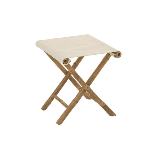 Krukje Stoel Pliable Bamboe+Textile Naturel/Wit 40x40x42 cm-Krukken-J-Line