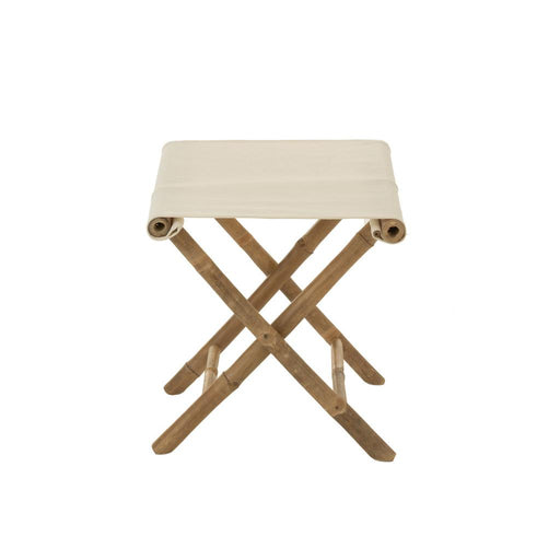 Krukje Stoel Pliable Bamboe+Textile Naturel/Wit-Krukken-J-Line