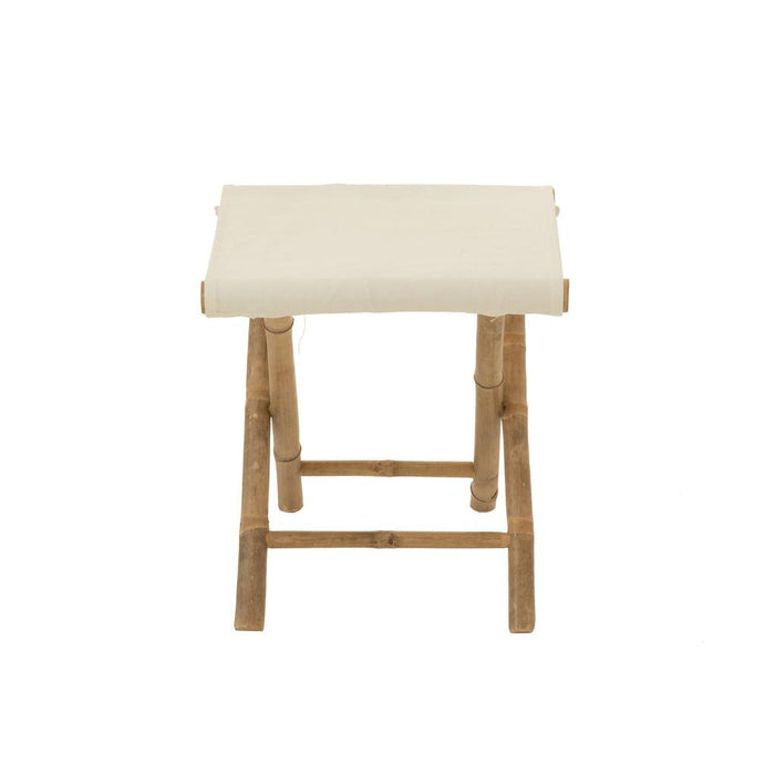 Krukje Stoel Pliable Bamboe+Textile Naturel/Wit-Krukken-J-Line