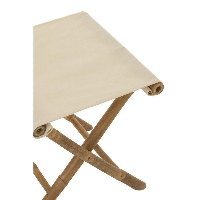 Krukje Stoel Pliable Bamboe+Textile Naturel/Wit-Krukken-J-Line