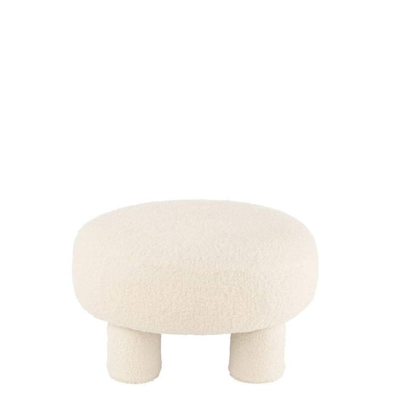 Krukje Wit Fluweel Rond 52 cm 52x52x28 cm-Krukken-J-Line