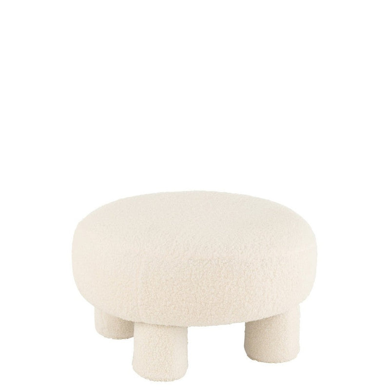Krukje Wit Fluweel Rond 52 cm 52x52x28 cm-Krukken-J-Line