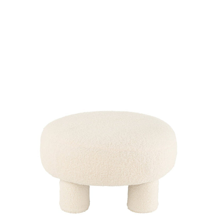 Krukje Wit Fluweel Rond 52 cm-Krukken-J-Line