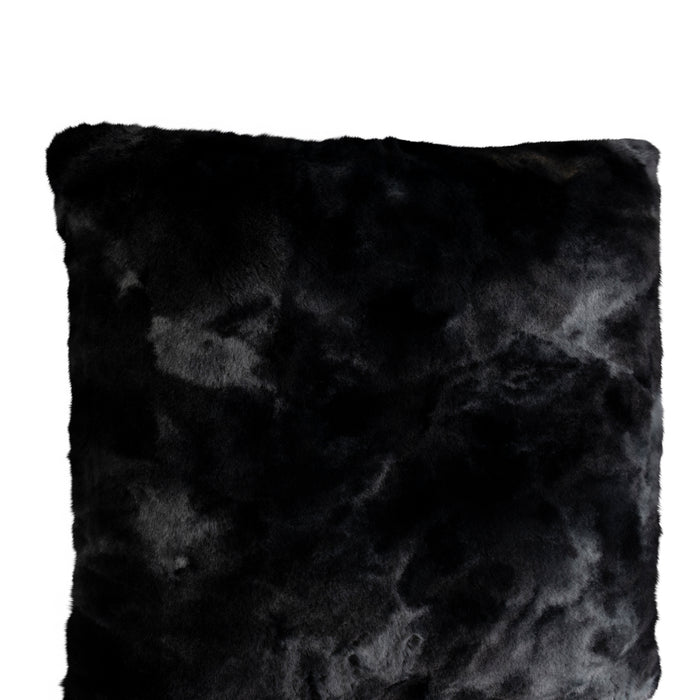 Decorative Cushion Linde Black Faux Fur Throw Pillow Square L