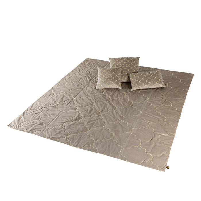 Decorative Cushion Lizze Beige Velvet Throw Pillow Embroidery Square S