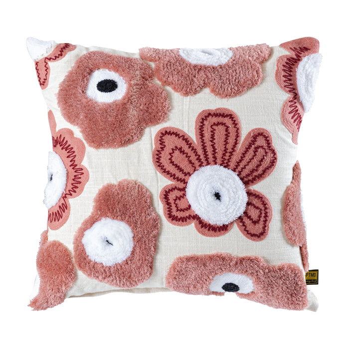 Dekokissen Primuse Rosa Quadrat Bestickt Blumen Zierkissen