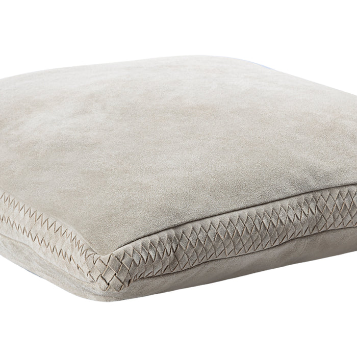 Decorative Cushion Suky Taupe Suede Leather Square Accent Pillow L