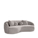 LABEL51 Novo 3-zitsbank in stone chenille met een gebogen design en bijpassende sierkussens.