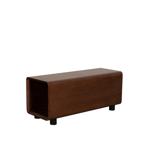 LABEL51 Tivoli console-element van walnoothout, 35x95x45 cm met een strak, rechthoekig design op zwarte pootjes.