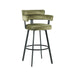 LABEL51 Bardio barkruk in hunter groen fluweel met zwart metalen frame, 56x52x101 cm.
