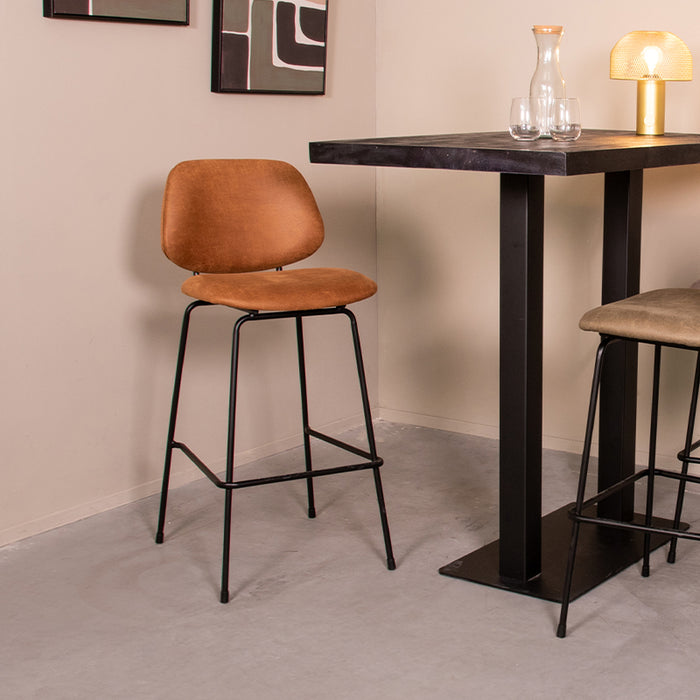 LABEL51 Barkruk Bello - Cognac - Micro Suede - Hoog-Barkrukken-LABEL51