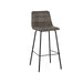 LABEL51 Bistro barkruk in taupe micro suede met doorgestikt patroon en slank zwart metalen onderstel.