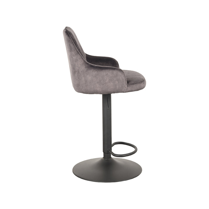 LABEL51 Bar stool Fender Anthracite Velour Gas lift 50x52x110 cm