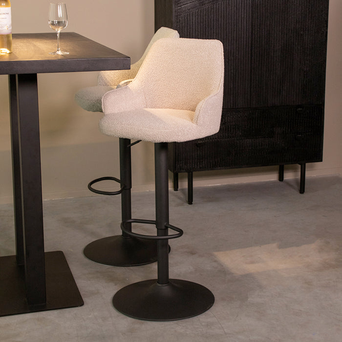 LABEL51 Barkruk Fender - Naturel - Boucle - Zithoogte 64-84 - Draaibaar-Barkrukken-LABEL51