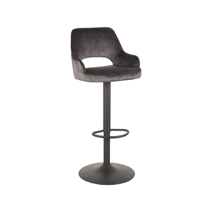 LABEL51 Barkruk Fer antraciet velours Gaslift 50x52x110 cm