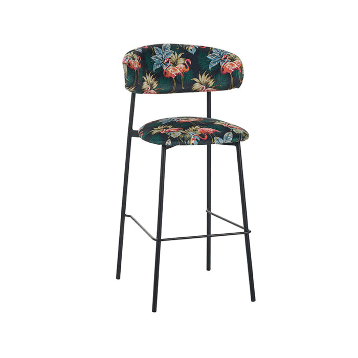 LABEL51 Eetkamerstoel Ferry Printed Flamingo Fluweel Hoog 46x52x107 cm-Barkrukken-LABEL51