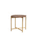 LABEL51 Dox bijzettafel met rond espresso mangohouten blad en goudkleurig metalen onderstel, 40x40x40 cm.