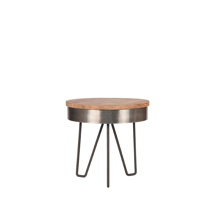 LABEL51 Bijzettafel Saran - Grijs - Mangohout - 44 cm - Rond-Bijzettafels-LABEL51