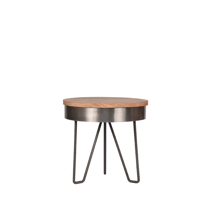 LABEL51 Bijzettafel Saran Grijs Metaal 44 cm Rond 44x44x43 cm-Bijzettafels-LABEL51