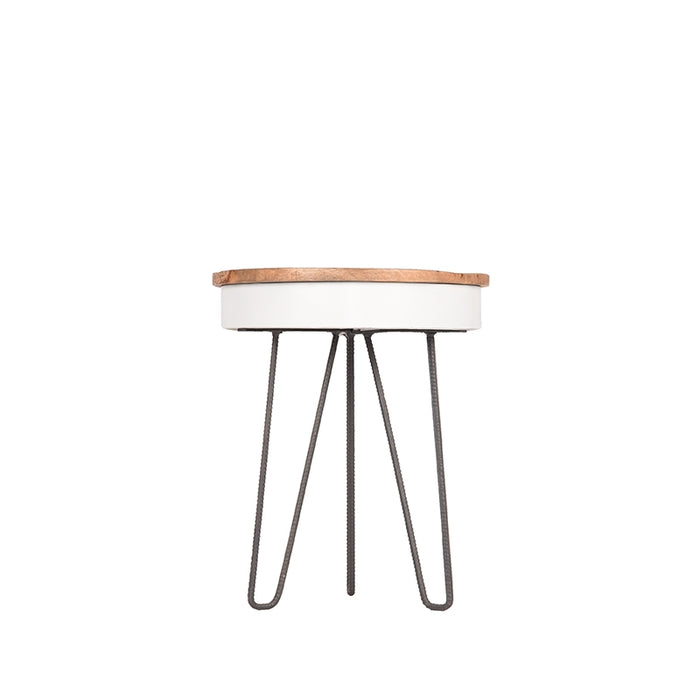LABEL51 Bijzettafel Saria - Wit - Mangohout - 44 cm - Rond-Bijzettafels-LABEL51