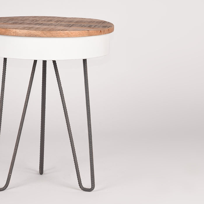 LABEL51 Bijzettafel Saria - Wit - Mangohout - 44 cm - Rond-Bijzettafels-LABEL51