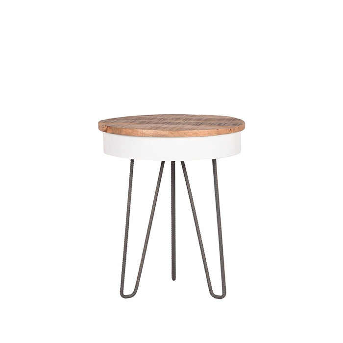 LABEL51 Bijzettafel Saria - Wit - Mangohout - 44 cm - Rond-Bijzettafels-LABEL51