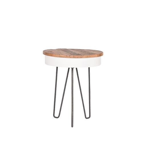 LABEL51 Bijzettafel Saria - Wit - Metaal - 44 cm - Rond-Bijzettafels-LABEL51