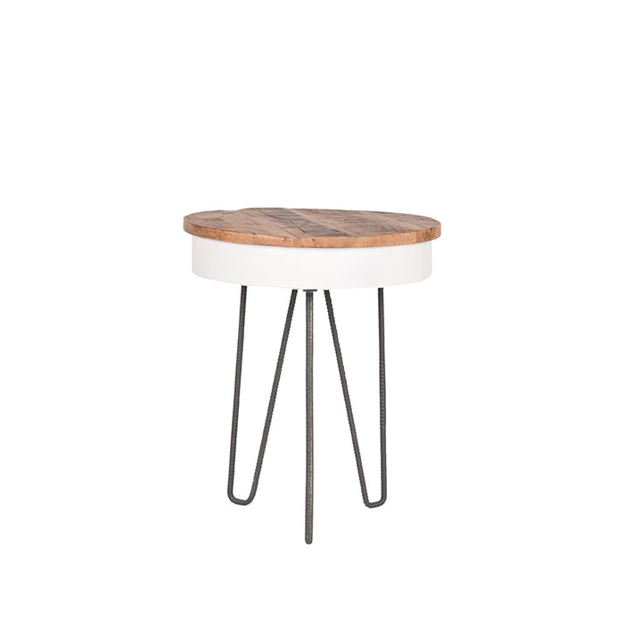 LABEL51 Bijzettafel Saria - Wit - Metaal - 44 cm - Rond-Bijzettafels-LABEL51