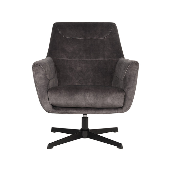 LABEL51 Draaifauteuil Toby Antraciet Velours 75x80x85 cm-Fauteuils-LABEL51