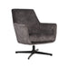 LABEL51 Toby draaifauteuil in antraciet velours met zwart metalen onderstel en decoratieve stiknaden.