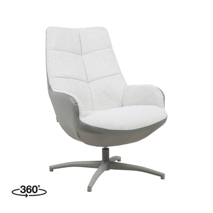 LABEL51 Winston draaifauteuil in Forest microvezel en Naturel Canyon-stof met taupekleurig metalen onderstel.