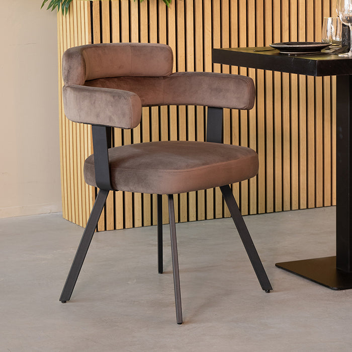 LABEL51 Eetkamerstoel Bardio - Taupe - Fluweel-Eetkamerstoelen-LABEL51