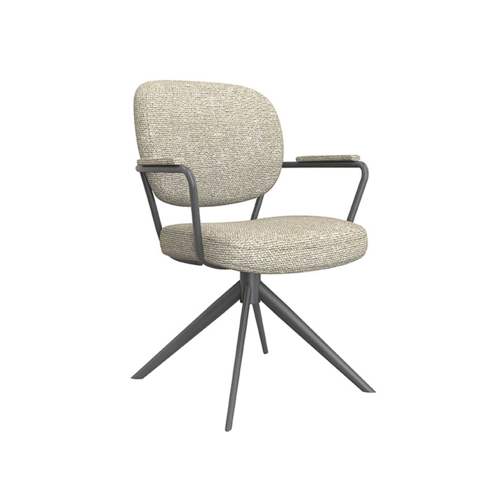 LABEL51 Eetkamerstoel Basel - Naturel - Boucle - Black Frame - Draaibaar-Eetkamerstoelen-LABEL51