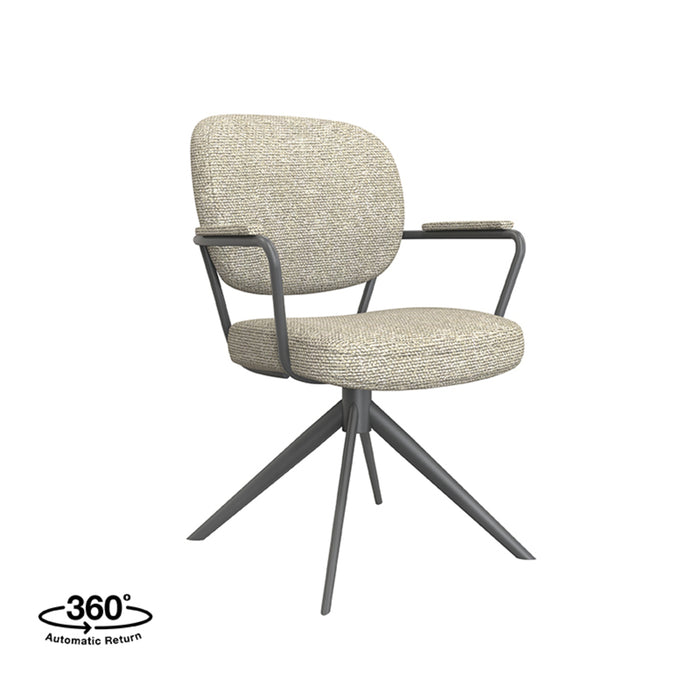 LABEL51 Eetkamerstoel Basel - Naturel - Boucle - Black Frame - Draaibaar-Eetkamerstoelen-LABEL51