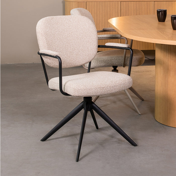 LABEL51 Eetkamerstoel Basel - Naturel - Royal Boucle - Draaibaar-Eetkamerstoelen-LABEL51