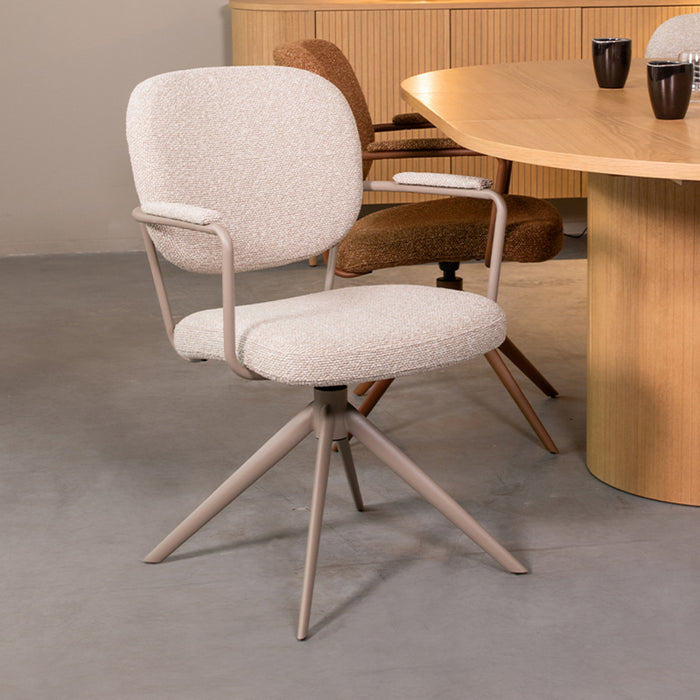 LABEL51 Eetkamerstoel Basel - Naturel - Royal Boucle - Taupe Metalen...-Eetkamerstoelen-LABEL51