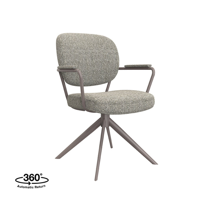 LABEL51 Eetkamerstoel Basel - Truffel grijs - Boucle - Bronze Frame - Draaibaar-Eetkamerstoelen-LABEL51