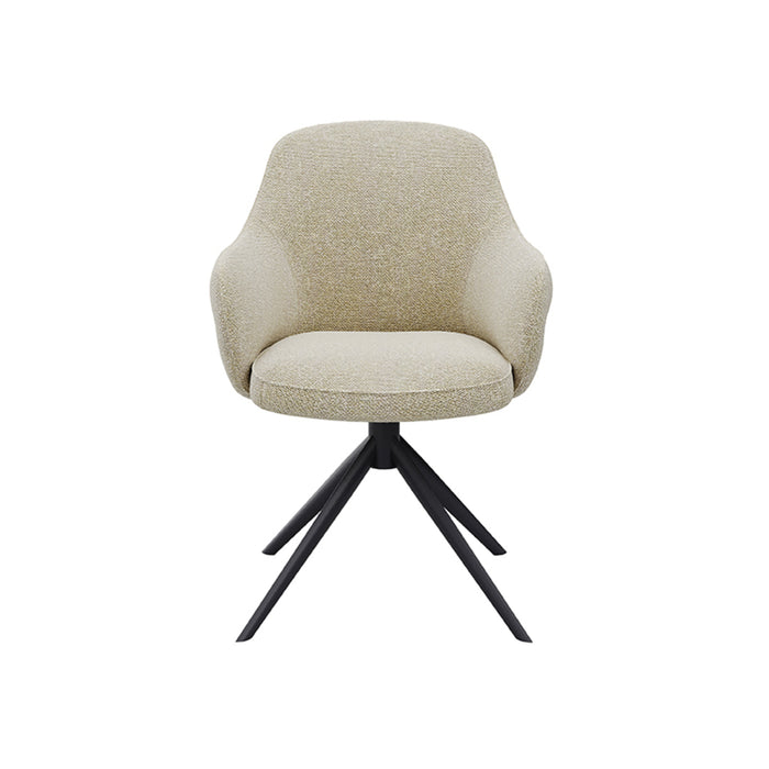 LABEL51 Eetkamerstoel Bern - Naturel - Boucle - Black Frame - Draaibaar-Eetkamerstoelen-LABEL51