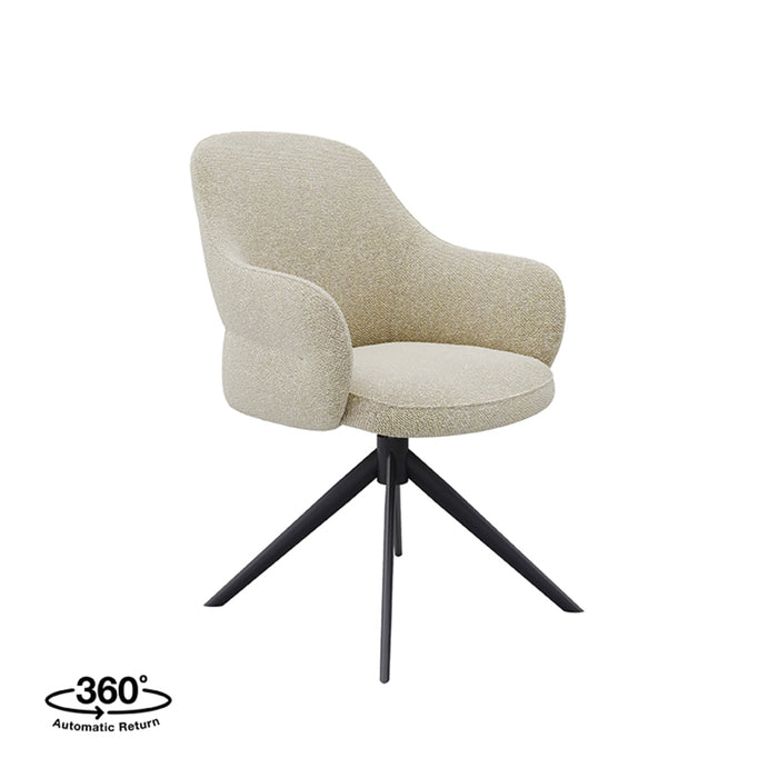 LABEL51 Eetkamerstoel Bern - Naturel - Boucle - Black Frame - Draaibaar-Eetkamerstoelen-LABEL51