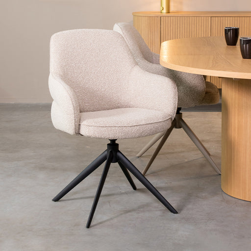 LABEL51 Eetkamerstoel Bern - Naturel - Boucle - Draaibaar-Eetkamerstoelen-LABEL51