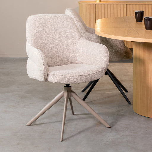 LABEL51 Eetkamerstoel Bern - Naturel - Boucle - Draaibaar-Eetkamerstoelen-LABEL51