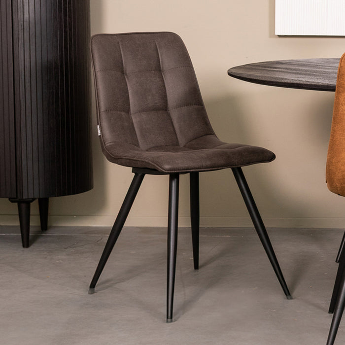 LABEL51 Eetkamerstoel Bistro - Antraciet - Micro Suede - Black Frame-Eetkamerstoelen-LABEL51