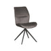 LABEL51 Comfy eetkamerstoel in antraciet velvet met een zwart metalen frame op een stervormig onderstel.