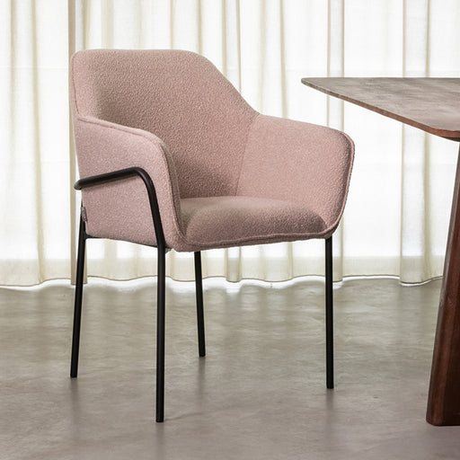 LABEL51 Eetkamerstoel Dexter - Naturel - Boucle - Black Frame-Eetkamerstoelen-LABEL51