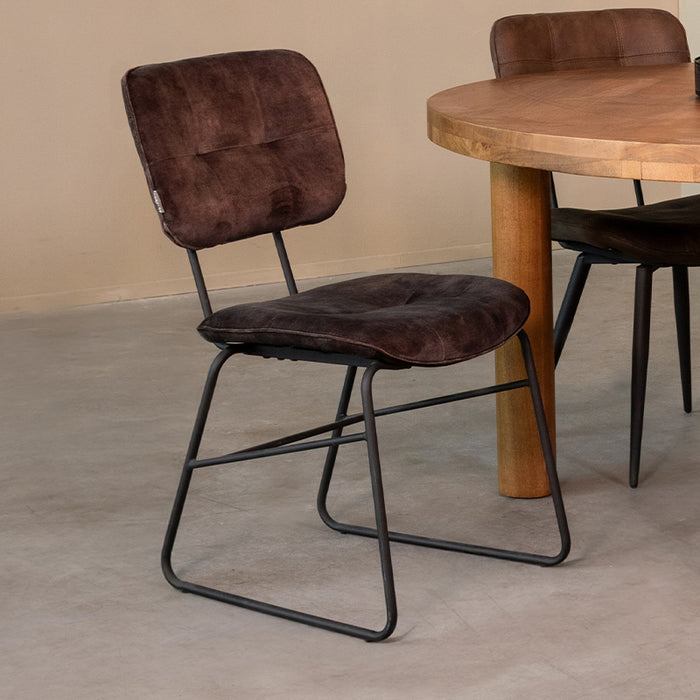 LABEL51 Eetkamerstoel Dez - Antraciet - Velours-Eetkamerstoelen-LABEL51