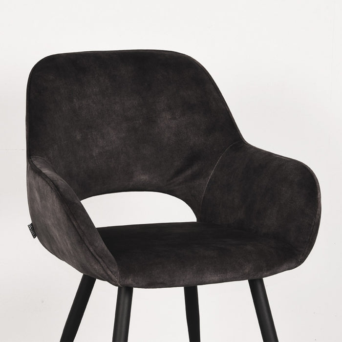 LABEL51 Eetkamerstoel Fer - Antraciet - Velours-Eetkamerstoelen-LABEL51