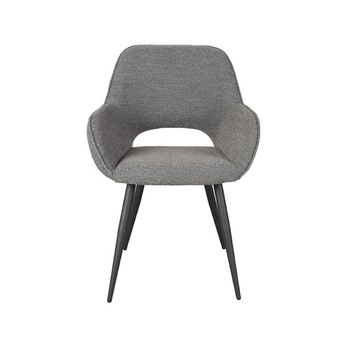 LABEL51 Eetkamerstoel Fer - Grijs - Boucle - Zwart Metalen Frame-Eetkamerstoelen-LABEL51