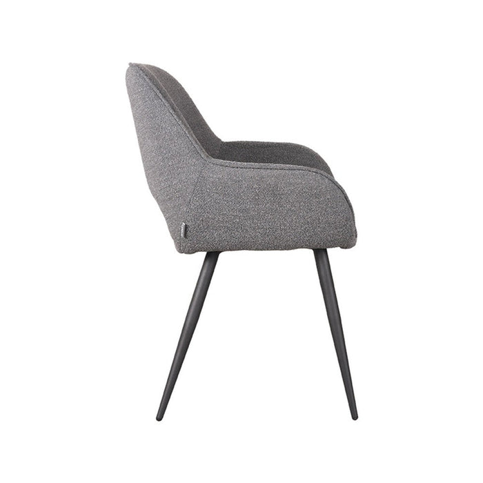 LABEL51 Eetkamerstoel Fer - Grijs - Boucle - Zwart Metalen Frame-Eetkamerstoelen-LABEL51